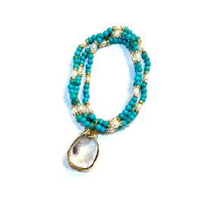 Sadie Pearl Bracelet Collection | Turquoise Sea Glass