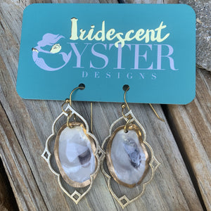 Handmade Gold Oyster Earrings from Iridescent Oyster Designs