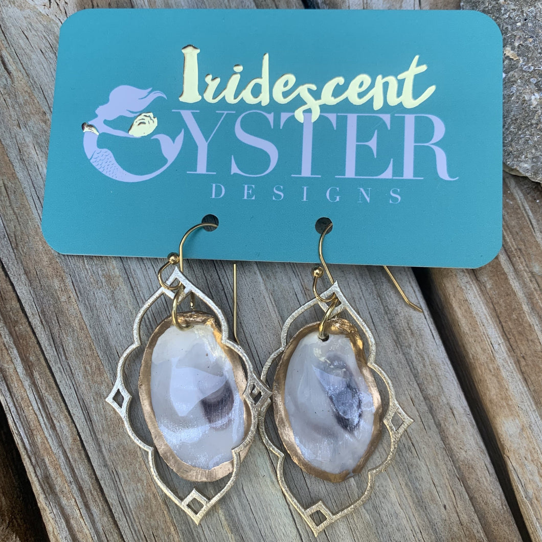 Handmade Gold Oyster Earrings from Iridescent Oyster Designs